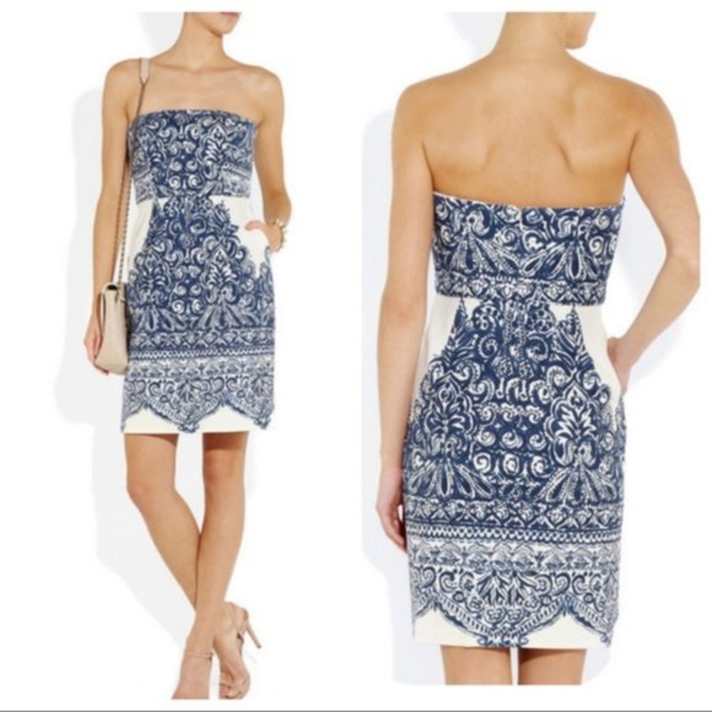 J. Crew Collection Ella Porcelain Paisley Strapless Dress NWT